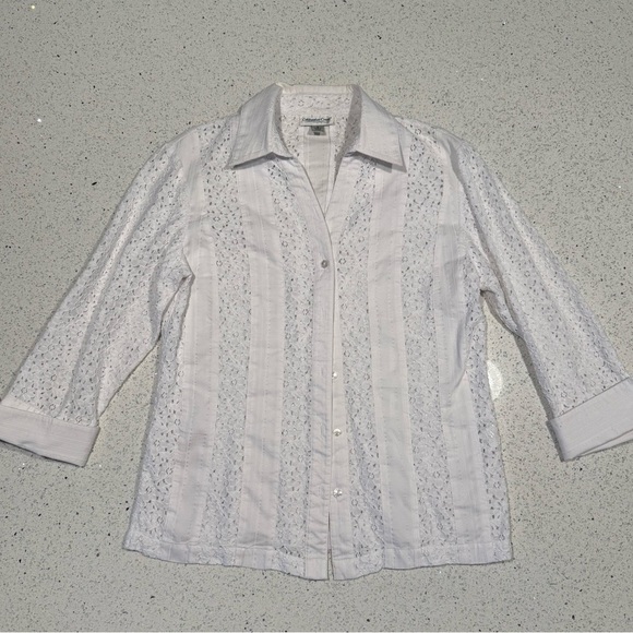 Coldwater Creek Tops - Coldwater Creek White Lace Detail Blouse